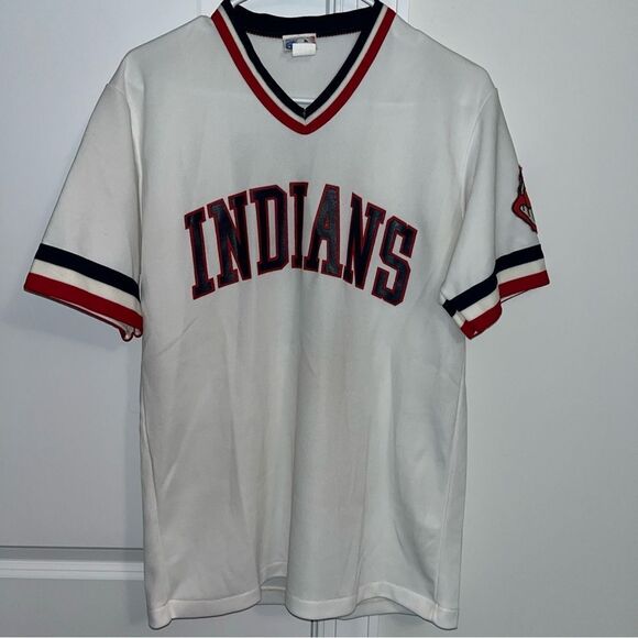 Vintage Cleveland Indians pro Knit Jersey #7 Chief Wahoo Baseball MLB USA made L - Picture 1 of 8